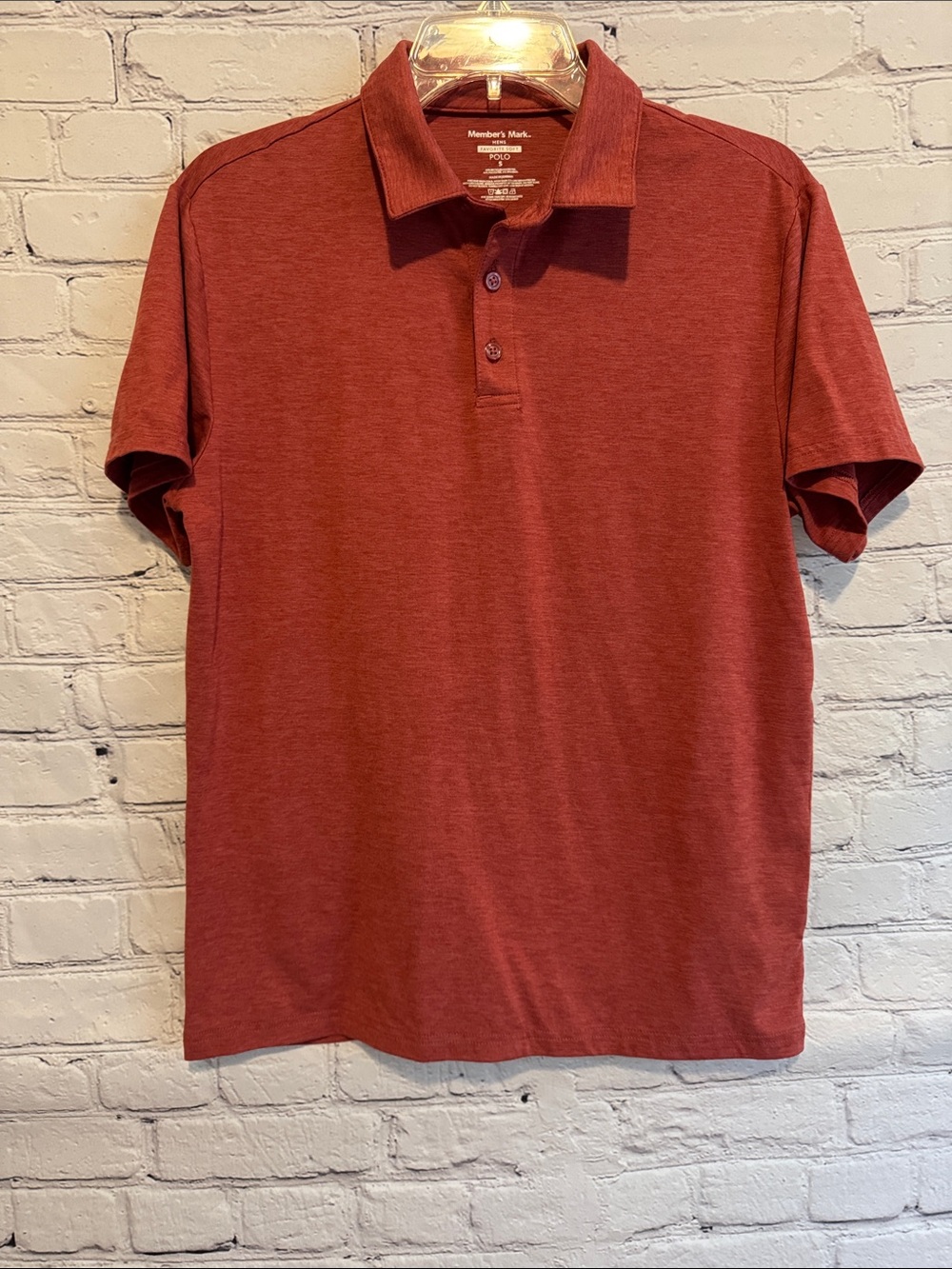 Member’s Mark Men's Reddish-Orange Heathered Small Short-sleeve  Polo Shirt